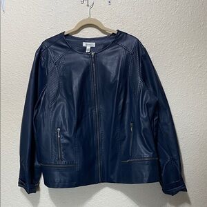 Dress Barn Women's Blue Faux Leather Jacket. NWT. Size 3X.